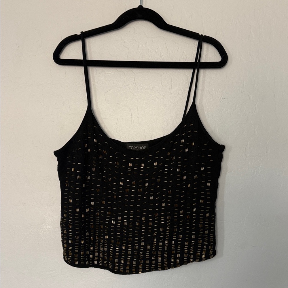 Topshop Black and Gold beadwork Cami crop